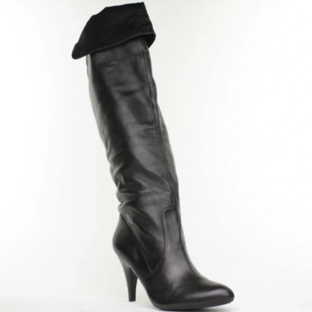 Marc Fisher Black Leather OTK Boots